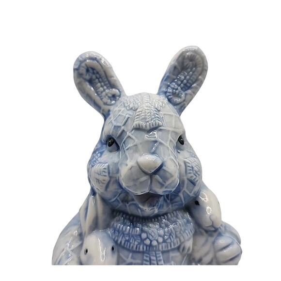 Vintage Ceramic Embossed Lace Easter Bunny Rabbit Bank Spring Decor Hobbyist - Picture 2 of 7